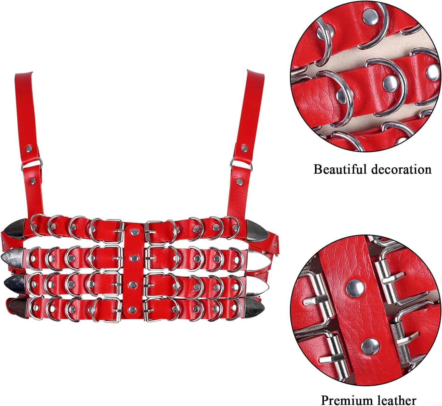Womens Leather Full Cage Body Harness Tops Hollow Out Lingerie Punk Gothic Halloween Rave Clothing