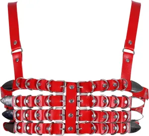 Womens Leather Full Cage Body Harness Tops Hollow Out Lingerie Punk Gothic Halloween Rave Clothing