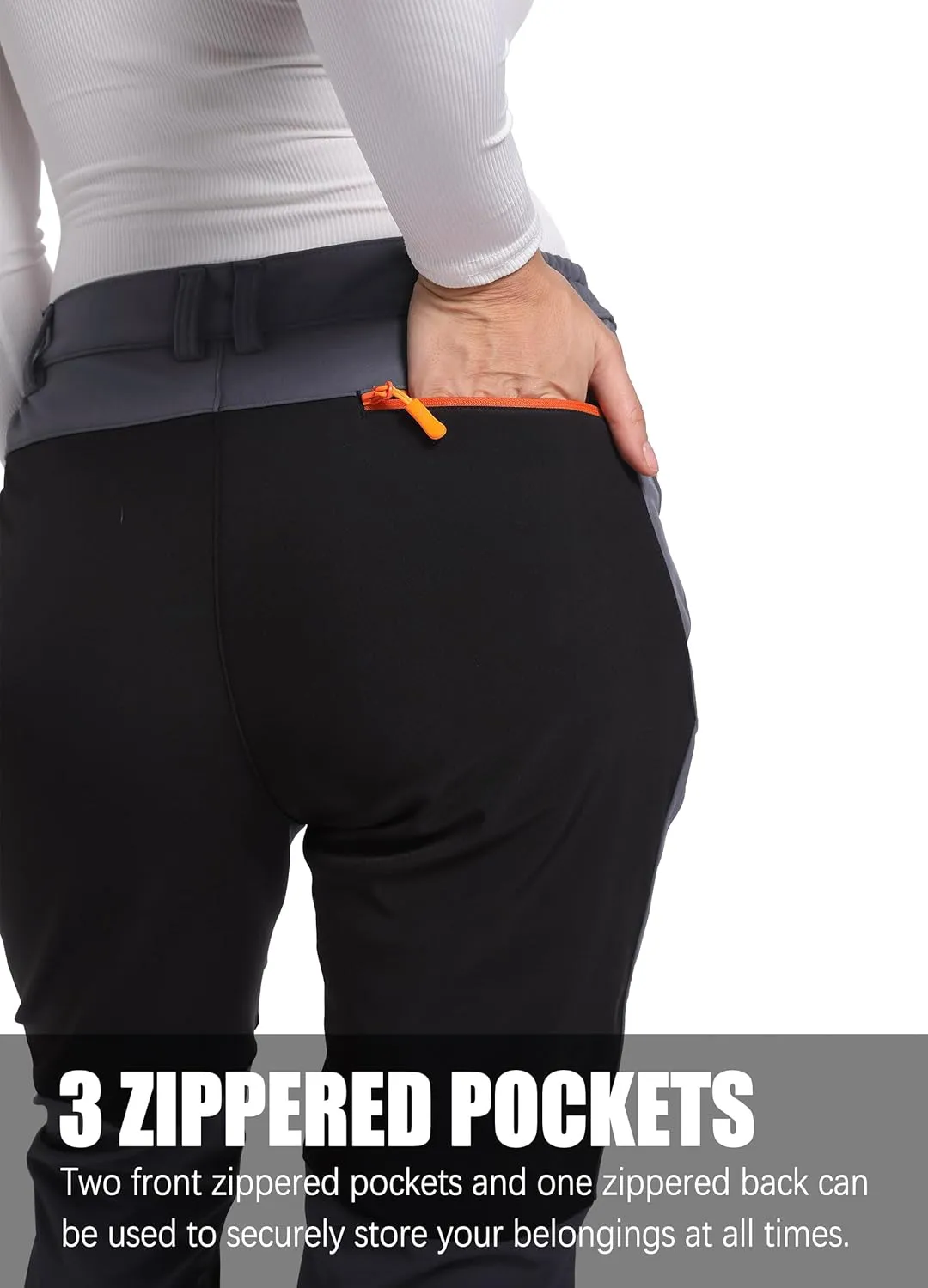 Women's Snow Ski Pants Fleece Lined Winter Outdoor Waterproof Insulated Warm Softshell Hiking Cargo Pants