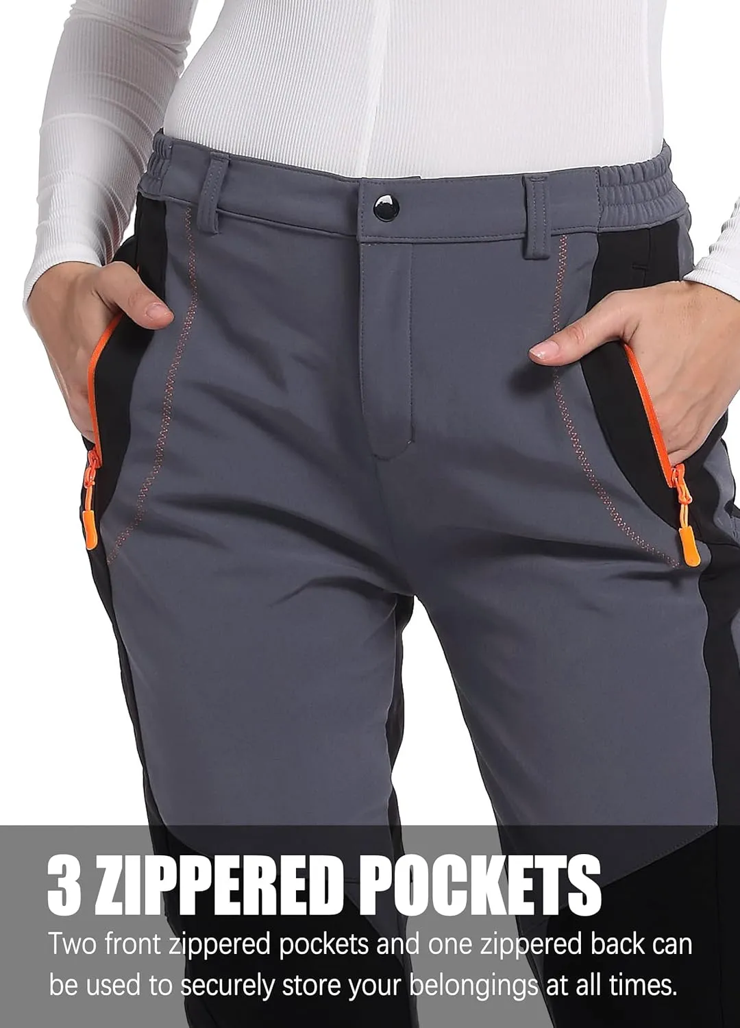 Women's Snow Ski Pants Fleece Lined Winter Outdoor Waterproof Insulated Warm Softshell Hiking Cargo Pants
