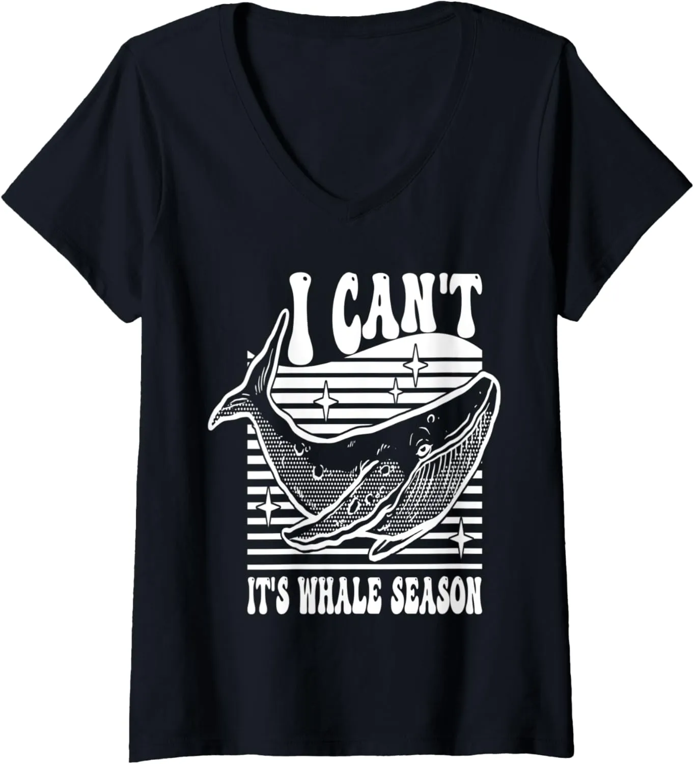 Womens Whale watching I can't it's whale season V-Neck T-Shirt