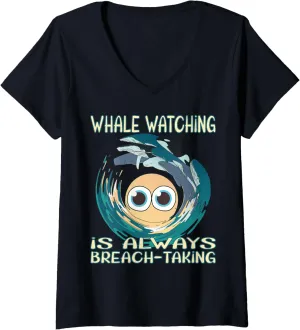 Womens Whale watching is always breach-taking V-Neck T-Shirt