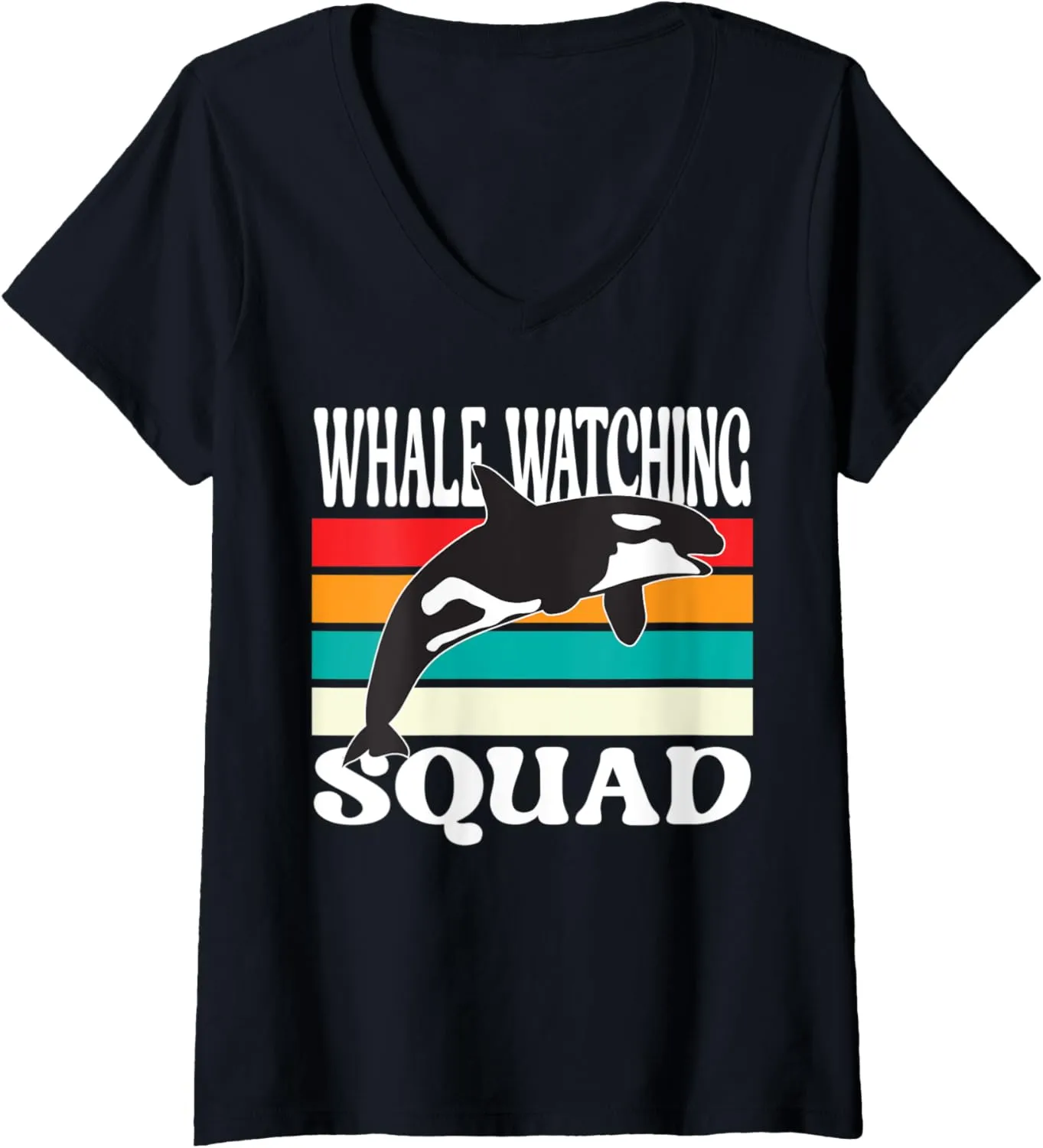 Womens Whale watching Squad V-Neck T-Shirt