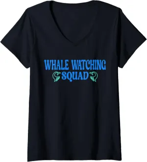 Womens Whale watching Squad V-Neck T-Shirt