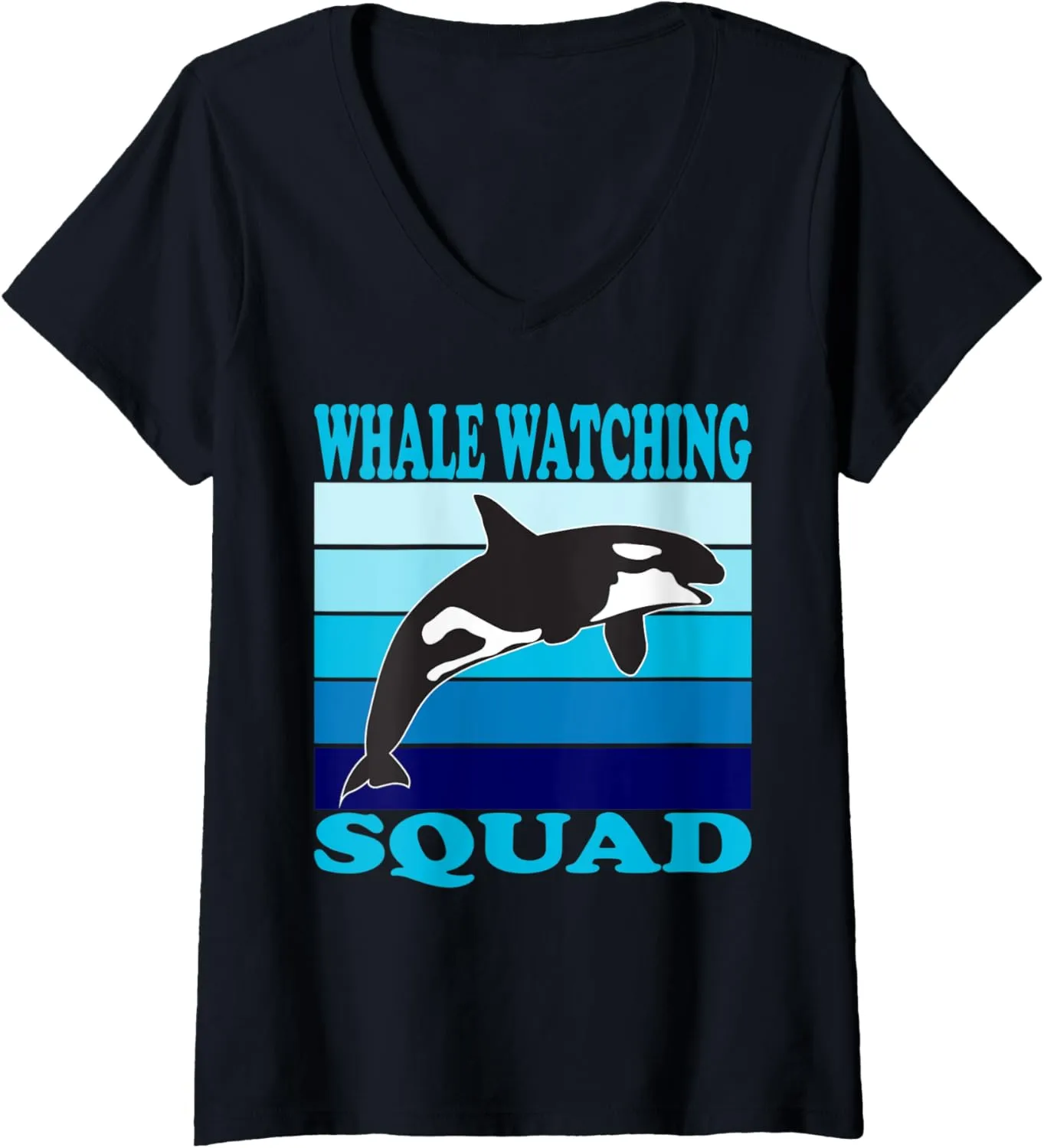 Womens Whale watching Squad V-Neck T-Shirt