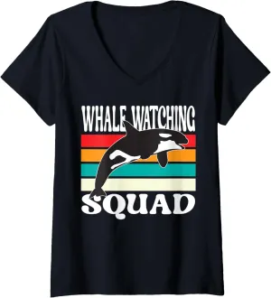 Womens Whale watching Squad V-Neck T-Shirt