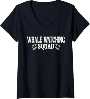 Womens Whale watching Squad V-Neck T-Shirt