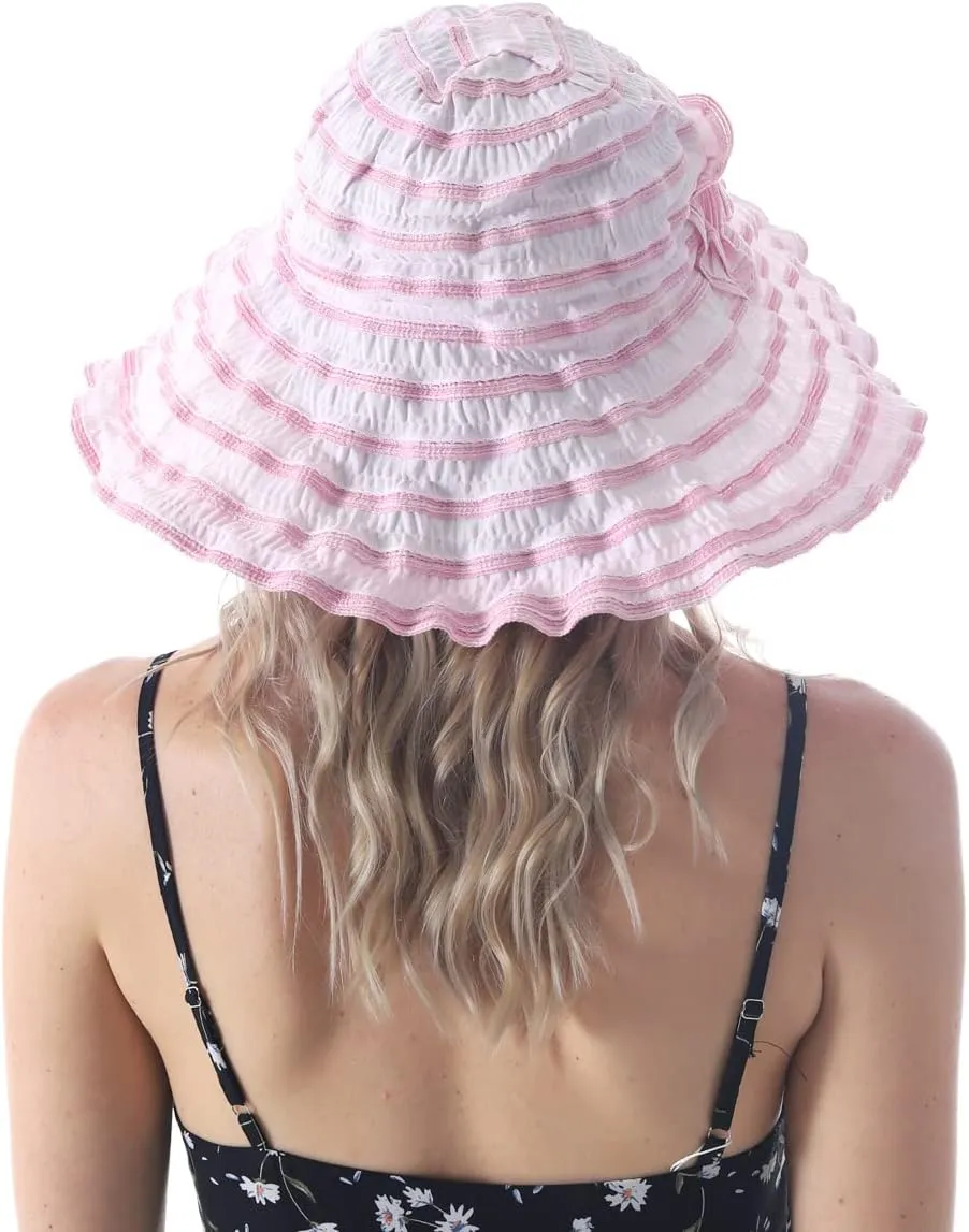 Womens Wide Brim Sun Hat Travel Foldable Vintage Summer Beach UV Hats