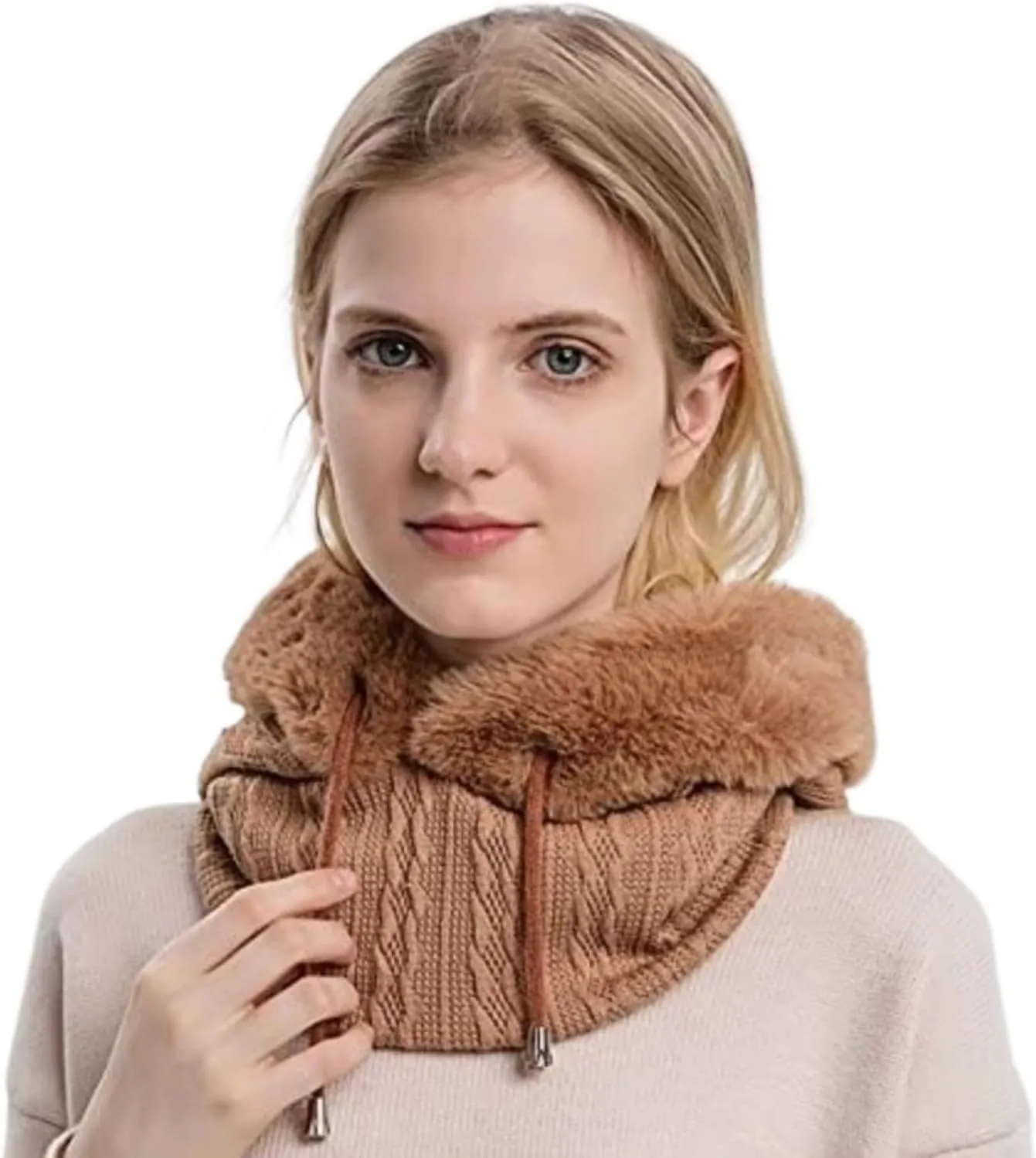 Women's Winter Outdoor Skiing and Cycling Cold Hat Warm Scarf Face Mask Integrated Cold Cover Balaclava Wool Hat