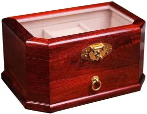 Wooden Jewelry Box for Women, 2-Drawer Organizer, Solid Wood with Velvet Lining, Storage for Watches, Rings, Necklaces, and Accessories