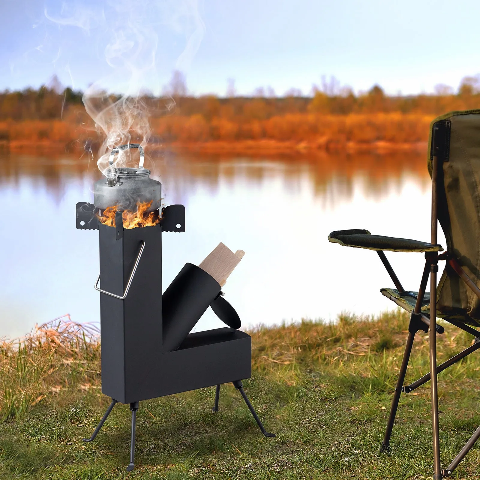 Wrought Best choice Iron Highly praised Panels, Camping Stove Black