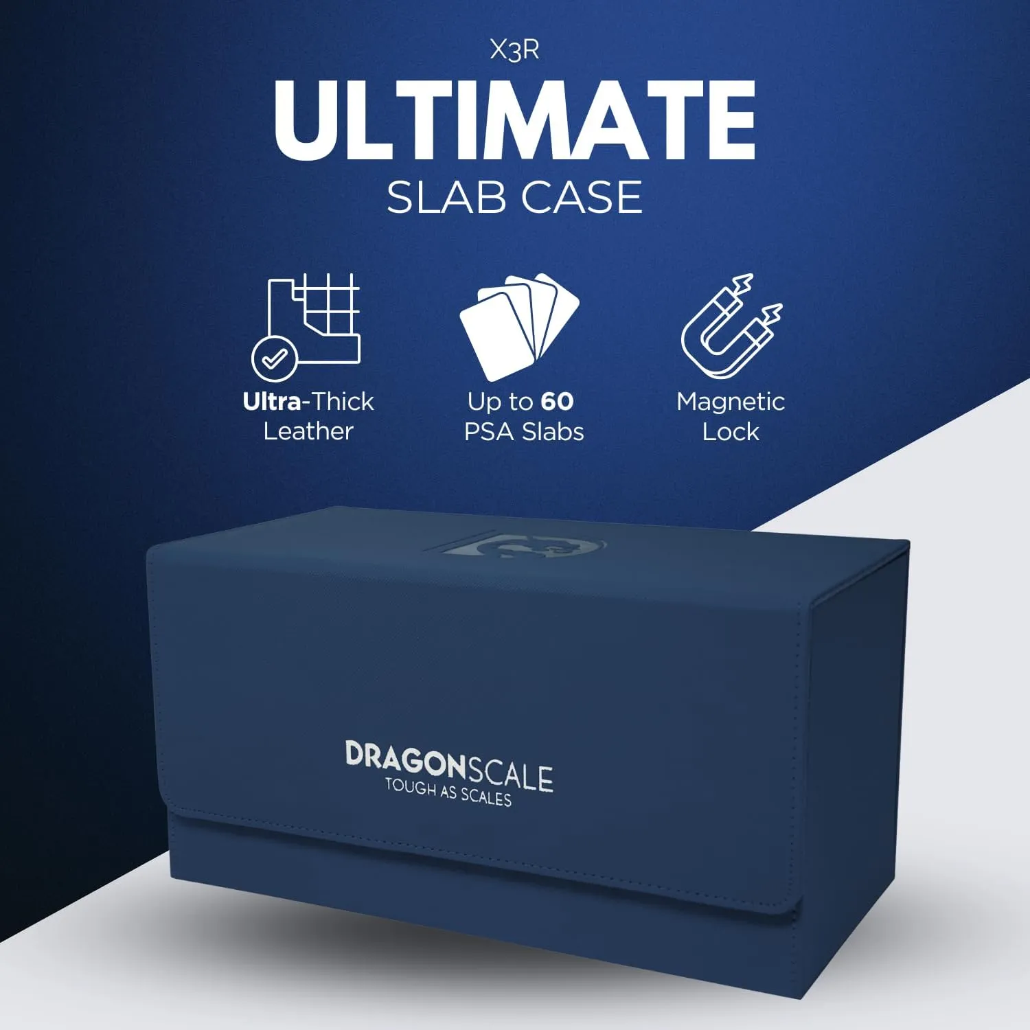 X3R Ultimate Slab Case 3-Row – Premium Leather Storage Box for Graded Trading Cards, Waterproof & Durable, Fits PSA, BGS, CGC – Abyss