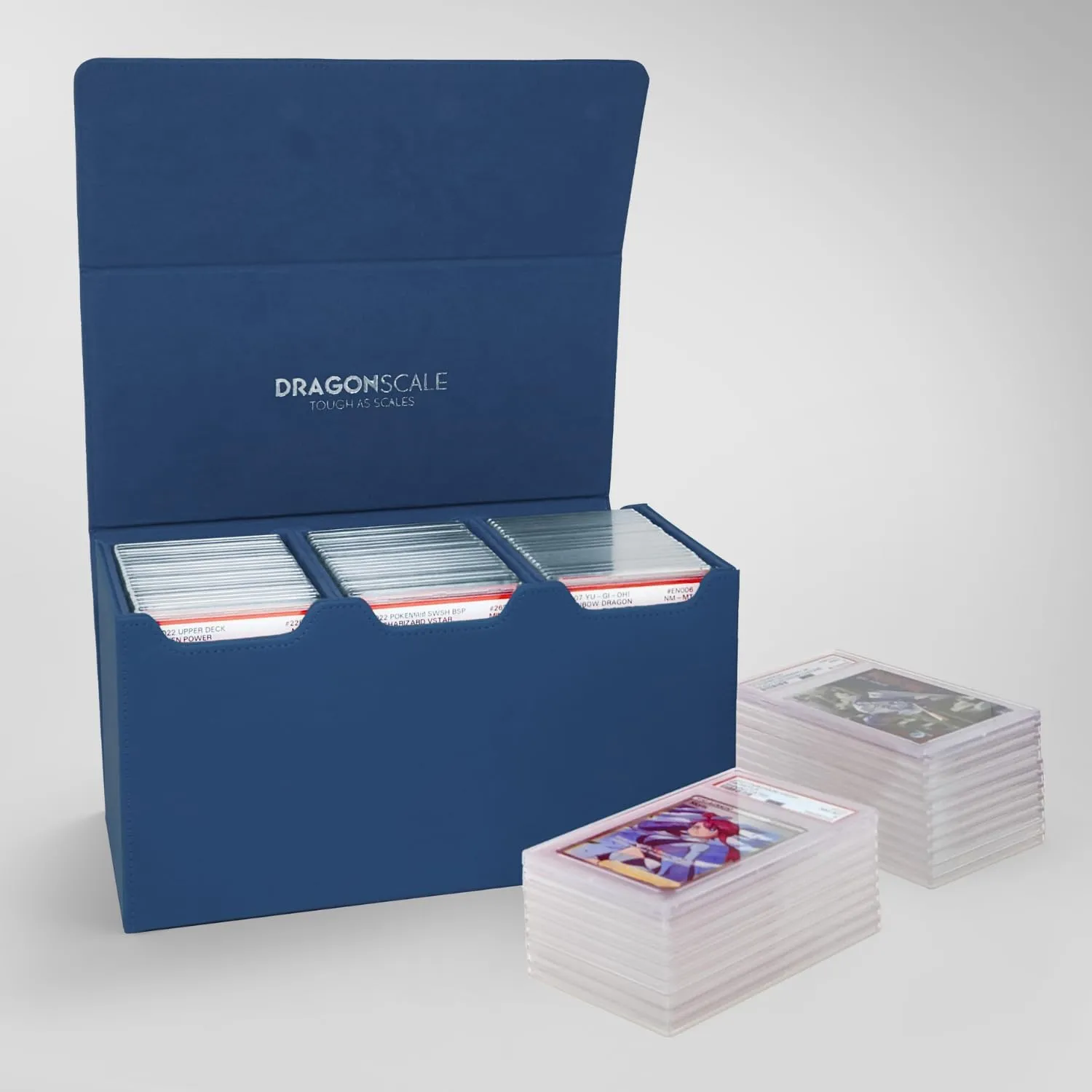 X3R Ultimate Slab Case 3-Row – Premium Leather Storage Box for Graded Trading Cards, Waterproof & Durable, Fits PSA, BGS, CGC – Abyss