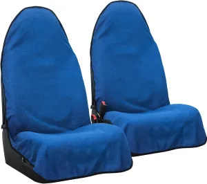 XCAR 2pcs Sweat Towel Front Seat Covers Waterproof Bucket Seat Protector Universal Fit for Cars, SUVs and Trucks, Machine Washable Blue