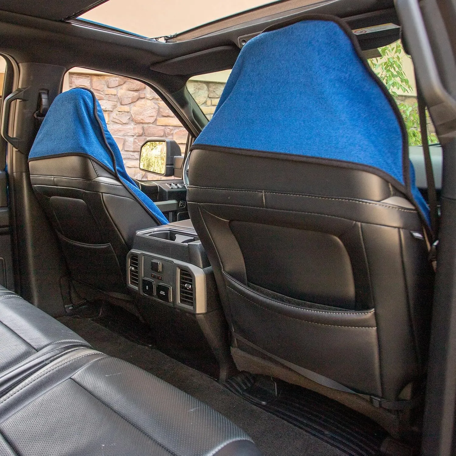 XCAR 2pcs Sweat Towel Front Seat Covers Waterproof Bucket Seat Protector Universal Fit for Cars, SUVs and Trucks, Machine Washable Blue
