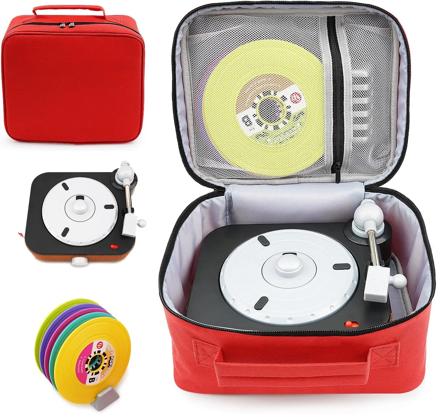 XINGFUDAO Foldable Carrying Bag for Fisher-Price Rockin Record Player, Travel Storage Bag Compatible with Fisher-Price Musical Toy, Lightweight and Scratch-resistant,Red