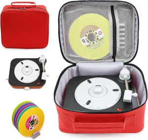XINGFUDAO Foldable Carrying Bag for Fisher-Price Rockin Record Player, Travel Storage Bag Compatible with Fisher-Price Musical Toy, Lightweight and Scratch-resistant,Red