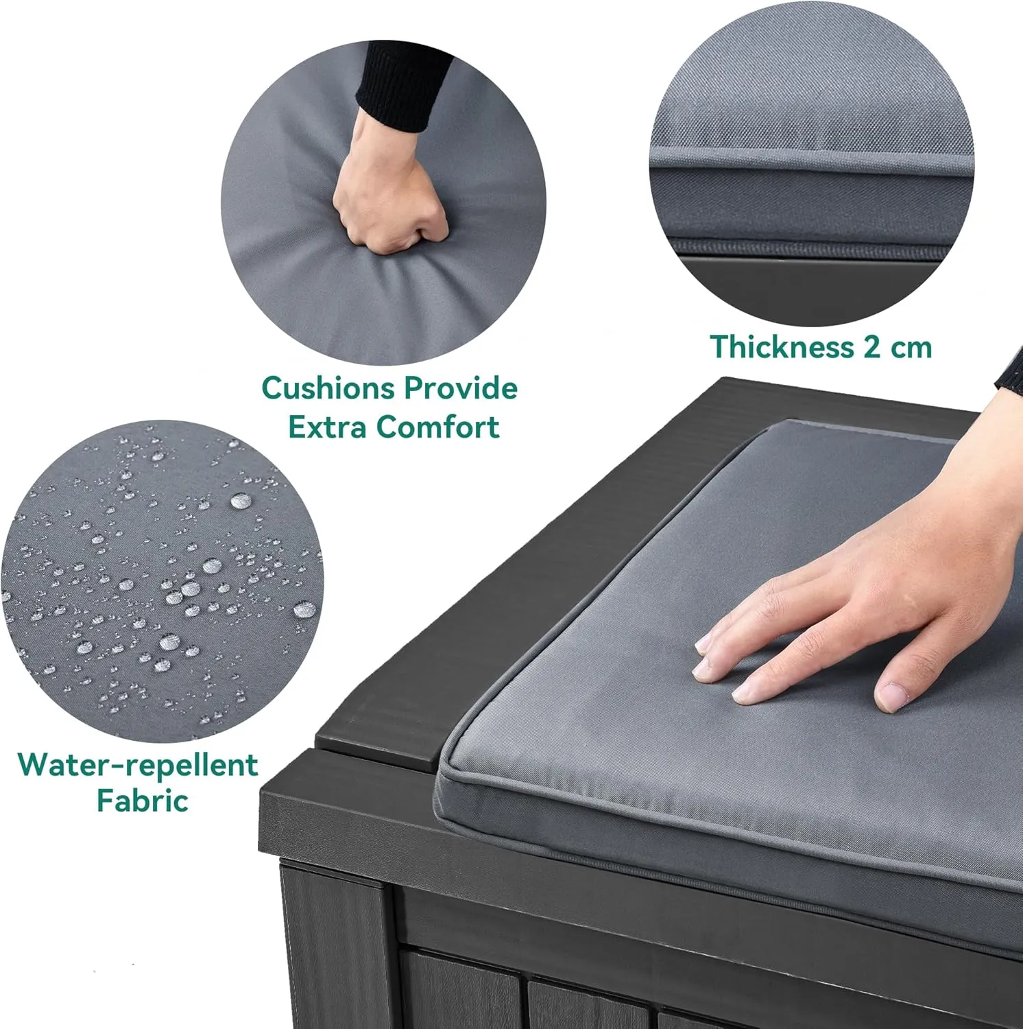 YITAHOME 120 Gallon Outdoor Storage Deck Box with Cushion, Large Resin Patio Storage for Outdoor Pillows, Garden Tools and Pool-Supplies, Waterproof, Lockable (Black)