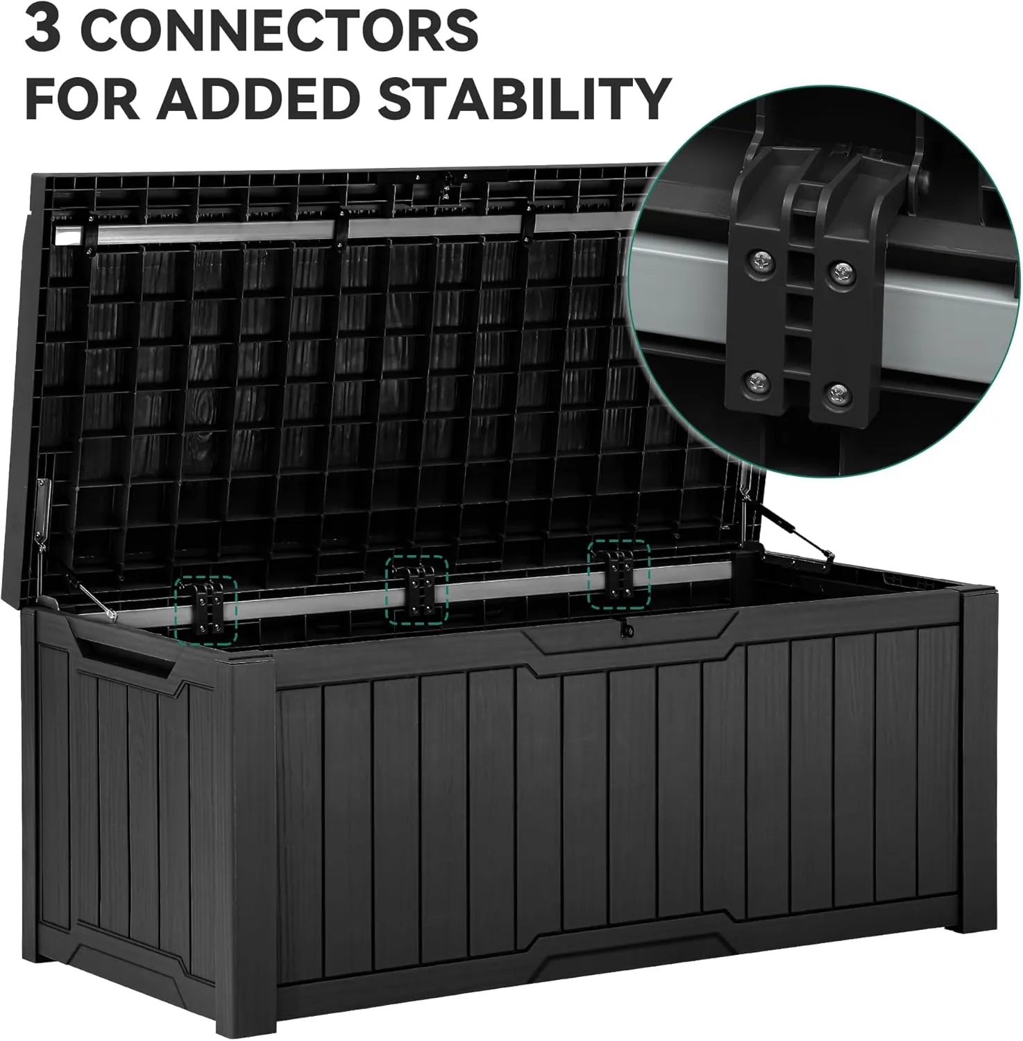 YITAHOME 120 Gallon Outdoor Storage Deck Box with Cushion, Large Resin Patio Storage for Outdoor Pillows, Garden Tools and Pool-Supplies, Waterproof, Lockable (Black)