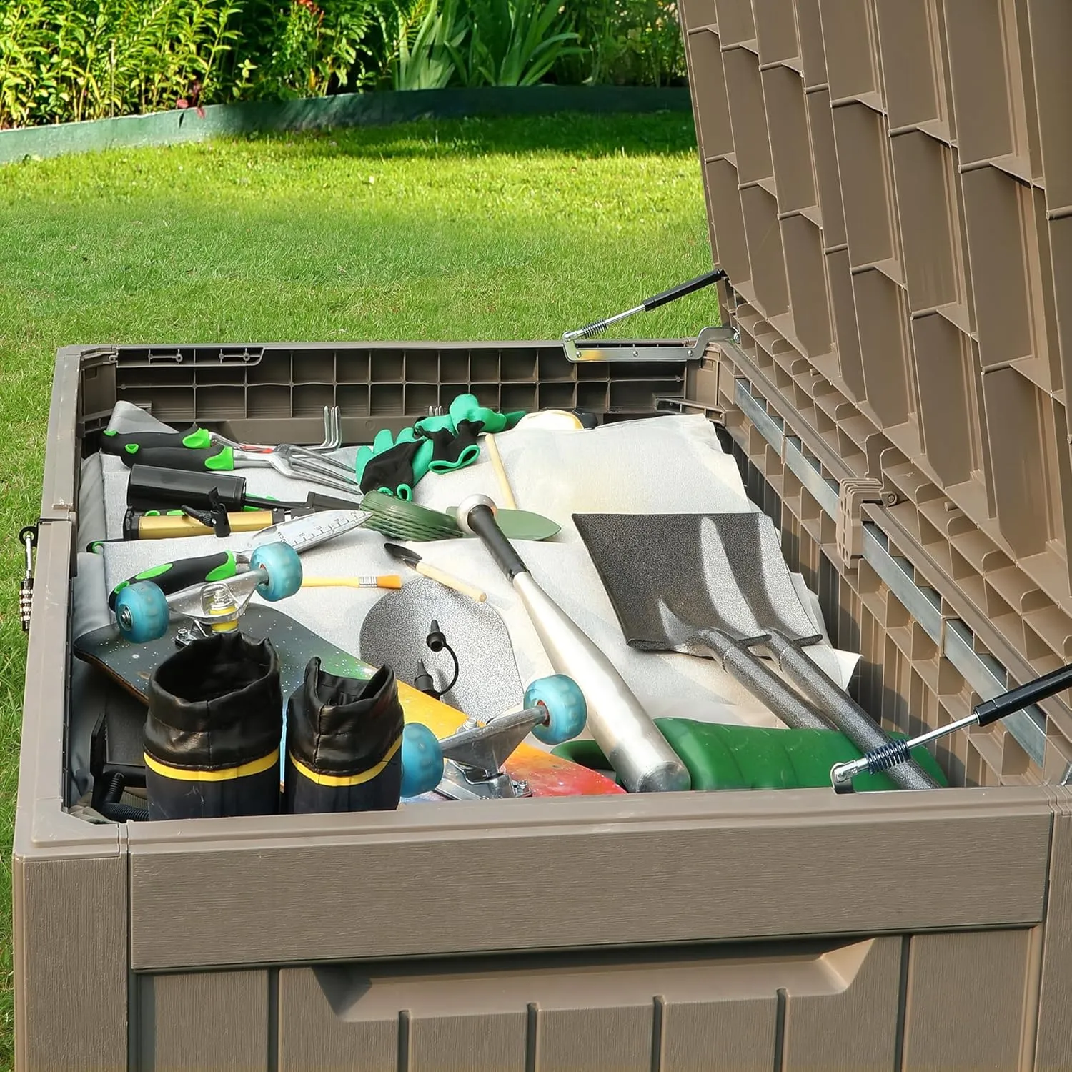 YITAHOME 230 Gallon Outdoor Storage Deck Box, Weather-Resistant Resin, Versatile for Patio Furnishings, Outdoor Cushions, Garden Tools, and Sports/Pool Gear, Taupe