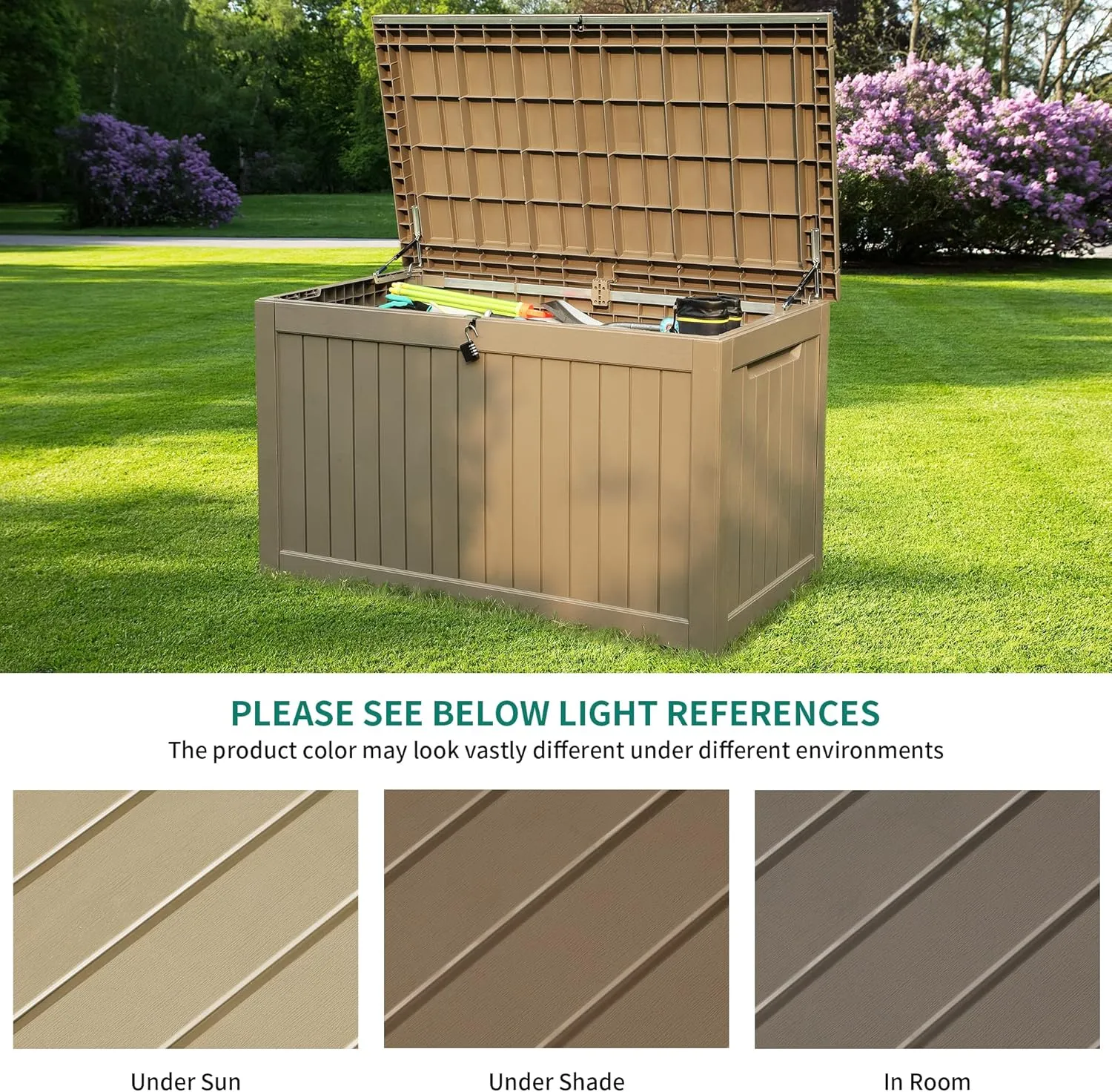 YITAHOME 230 Gallon Outdoor Storage Deck Box, Weather-Resistant Resin, Versatile for Patio Furnishings, Outdoor Cushions, Garden Tools, and Sports/Pool Gear, Taupe