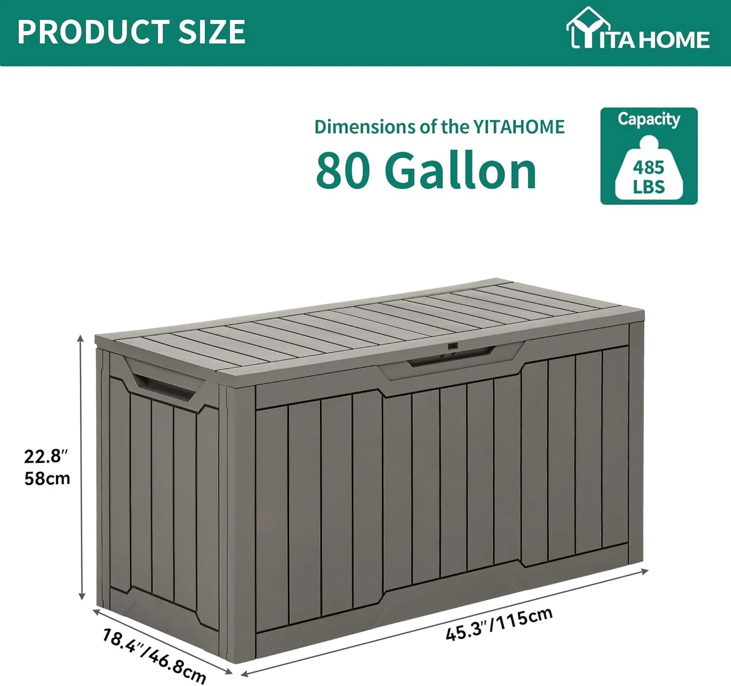 YITAHOME 80 Gallon Outdoor Storage Box, Large Water Resistant Resin Deck Box, Indoor Outdoor Lockable Storage Container for Patio, Garden, Cushions, Tools, Equipment (Taupe)