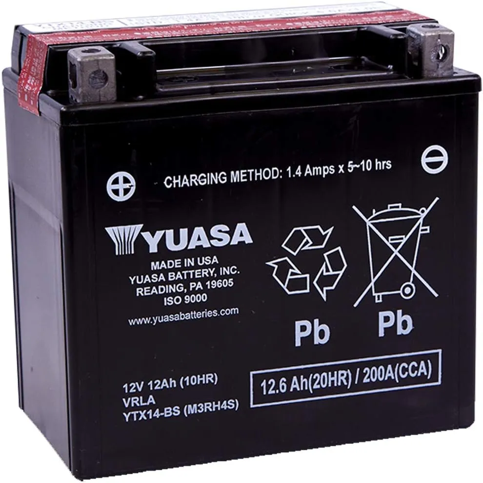 Yuasa YTX14-BS Maintenance Free Battery with Acid Pack