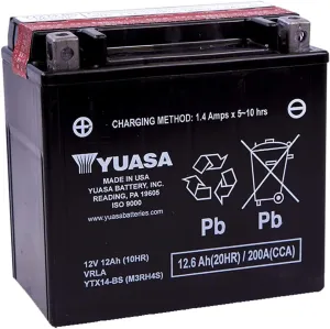 Yuasa YTX14-BS Maintenance Free Battery with Acid Pack