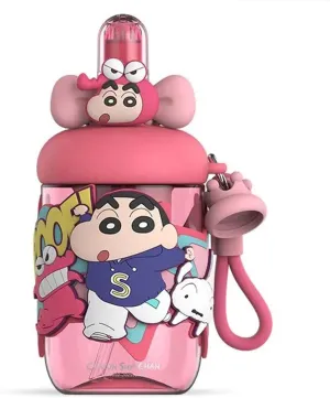 YY Shin-chan Shaped Water Cup 21.98oz Durable Plastic Water Bottle With Straw, Filter Leakage, and Leak-Proof (Street Dance)