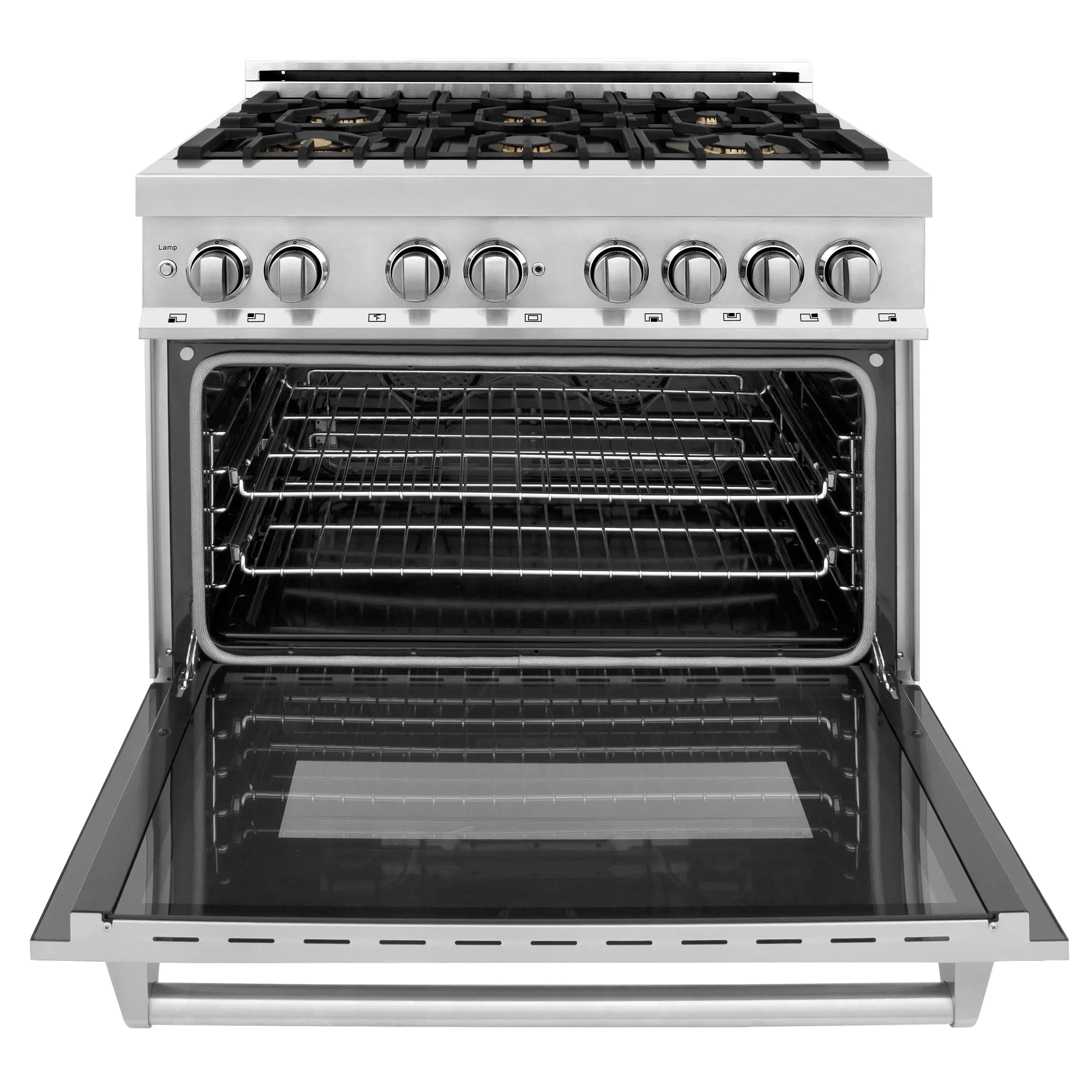 ZLINE 36" 4.6 cu. ft. Dual Fuel Range with Gas Stove and Electric Oven in Stainless Steel with Brass Burners (RA-BR-36)