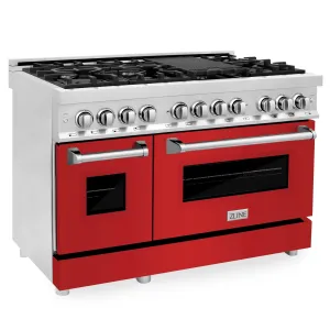ZLINE 48" Professional Dual Fuel Range in Stainless Steel with Color Door Options (RA48)