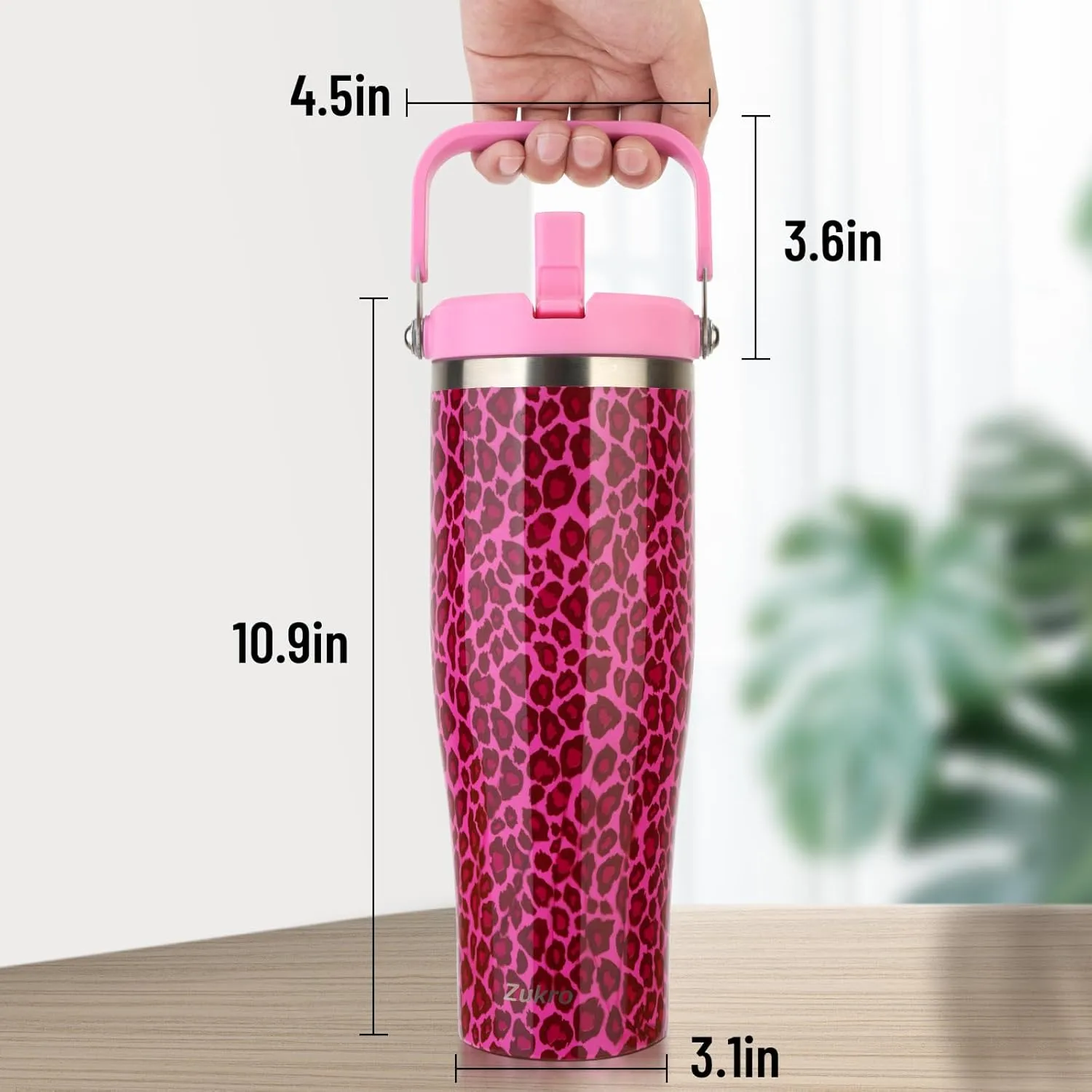 Zukro 50 OZ Tumbler With Flip Straw |Stainless Steel Water Jug With Top Handle For Gym, Outdoors, Car |Large Leak Proof Triple-wall Vacuum Insulated Water Bottle Keeps Cold 34 Hours & Easy Carry, Coal