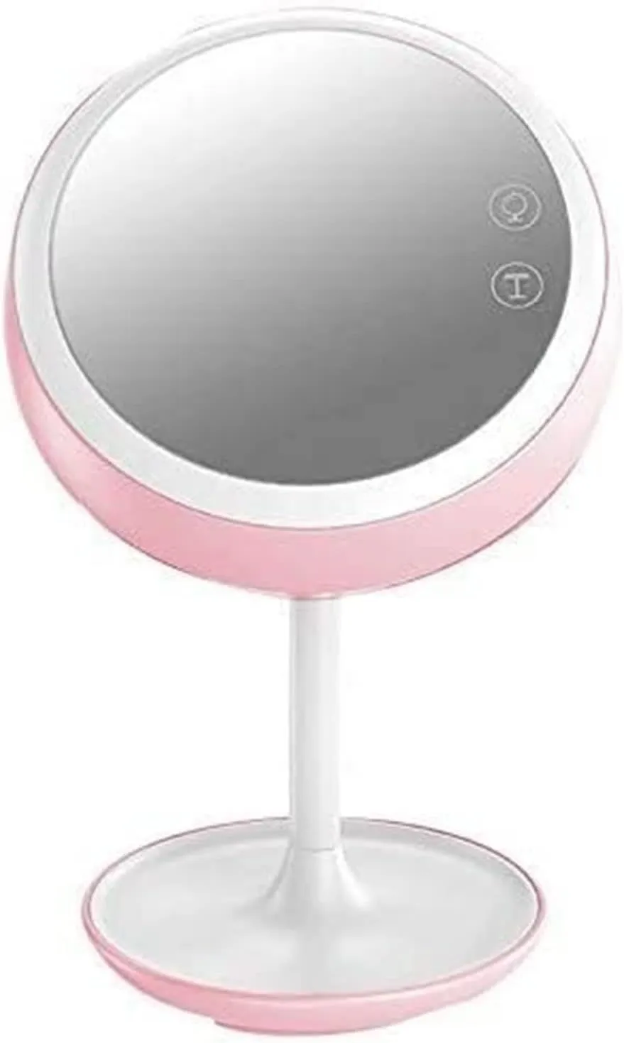 ZWFENG Foldable Makeup Mirror, Vanity Mirror Dimmable LED Lights with Wide-Angle t-Button Screen and Countertop Adjustable
